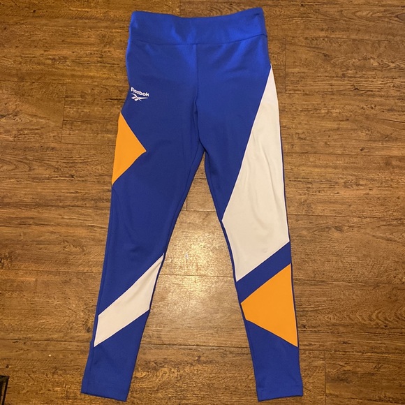 Reebok Womens Colorblock (blue,mustard yellow,white) Compression Athletic Pants - Picture 2 of 7